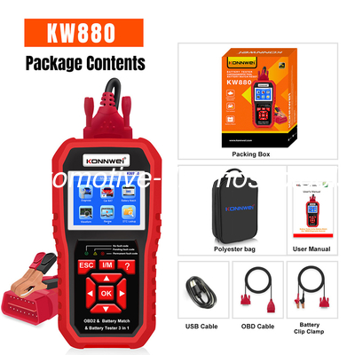 Хорошая цена. KONNWEI KW880 Battery Tester Support Diagnostic & Car Battery Tester & Car Battery Match 3 в 1 (Диагностика и поддержка батареи для автомобилей) онлайн